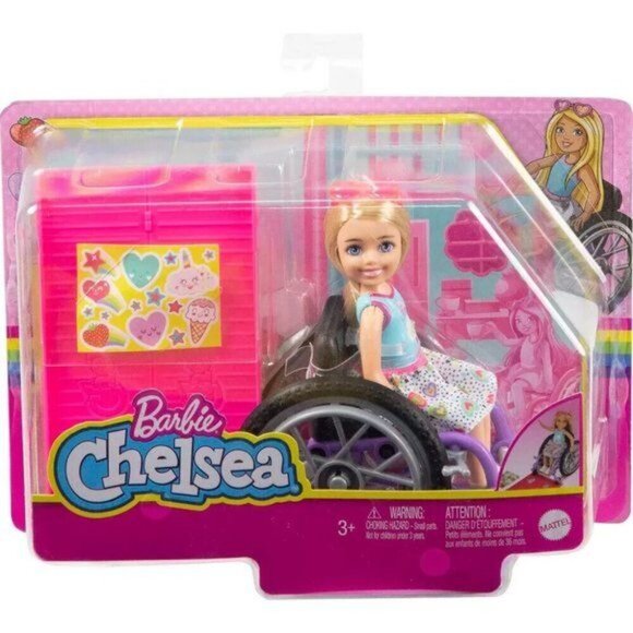 Mattel Barbie Chelsea Doll & Wheelchair Blonde hair Sunglasses ramp Kids Doll - Picture 4 of 7